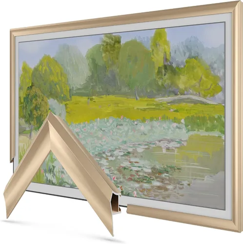 Marco de TV prismático de aleación de 32 pulgadas color oro pálido, compatible solo con televisores Samsung The Frame (se adapta a televisores
