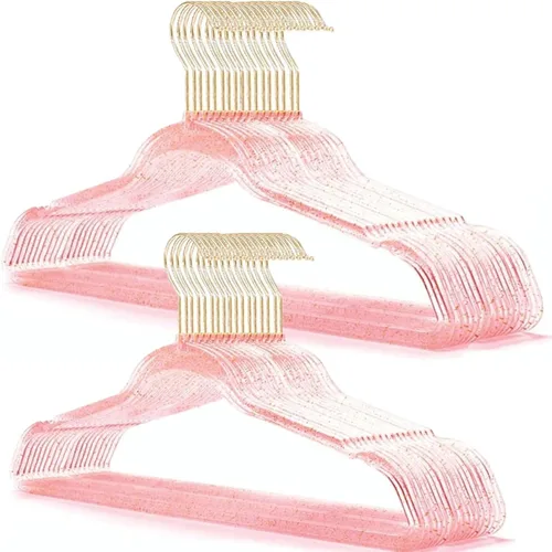 Miniatura 22 de VSV stoage Perchas transparentes de 16 pulgadas, paquete de 40 perchas de plástico para armario de adultos, perchas delgadas brillantes con gancho