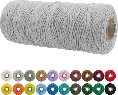 Miniatura 54 de JeogYong Cordón de macramé de un solo hilo 2mm x 164 yardas (492 pies) Cuerda de algodón suave, hilo de macramé 2 mm, suministros de macramé