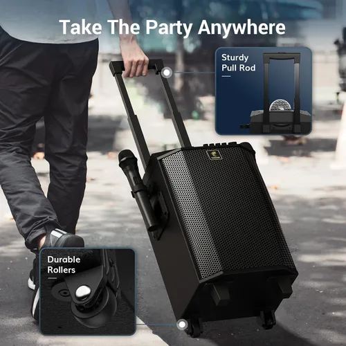 Miniatura 7 de Máquina de karaoke inalámbrica para adultos, sistema PA TONOR portátil con Bluetooth, altavoz para cantar con dos micrófonos inalámbricos, bola