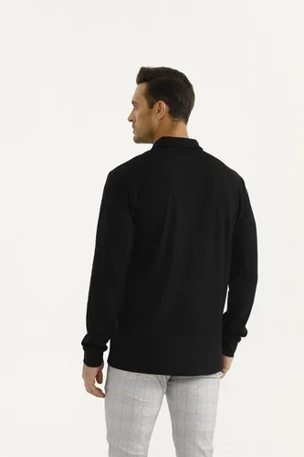 Miniatura 7 de GINGTTO Polo y suéter de manga larga para hombre ajuste delgado elástico casual elegante con botones