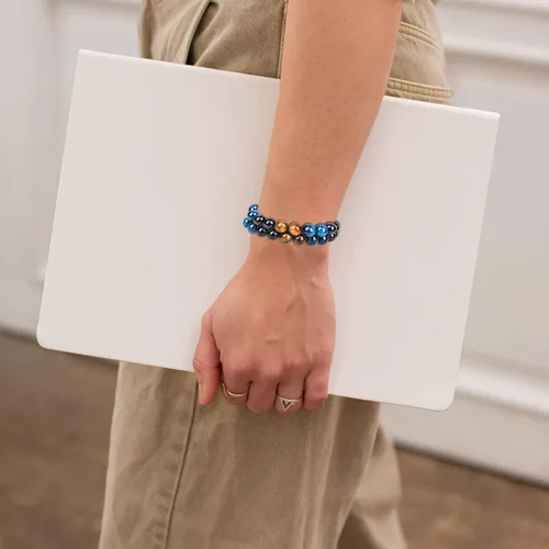 Miniatura 7 de Pulsera de triple protección de 0.315 in y 0.394 in para mujeres y hombres, pulsera de piedra natural, ojo de tigre natural, obsidiana y hematita