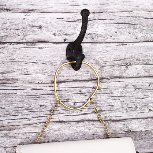 Miniatura 4 de Ambipolar Paquete de 5 ganchos de pared rústicos – Hierro fundido resistente de inspiración vintage negro antiguo para vestíbulo, abrigo, perchero