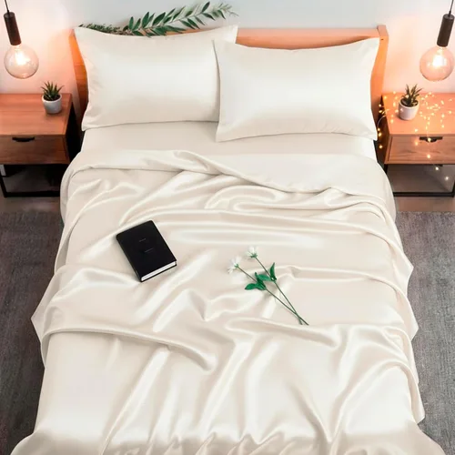 Miniatura 16 de Colorado Home Co SUNDAYSILKS Sábanas 100% seda de morera 4 sábanas de seda pura Tamaño Queen Juego de cama de seda natural orgánica de grado