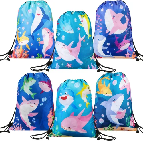 Spiareal Paquete de 18 bolsas de regalo de fiesta de tiburón hawaiano para verano, piscina, tiburón, bolsas de dulces a granel para niños, regalos