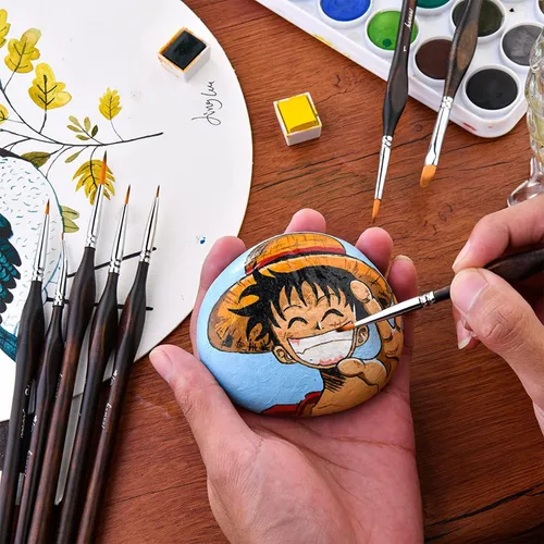 Miniatura 7 de Fuumuui - Pinceles de pintura en miniatura, 11 piezas de pinceles de pintura con microdetalles para modelo, pintura por números, juego de pinceles