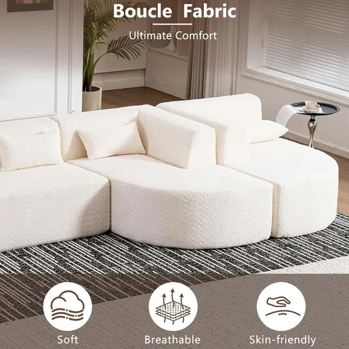 Miniatura 7 de P PURLOVE Sofá modular modular combinado, 4 sofás combinados, tapizado moderno con 2 tumbonas y 5 almohadas traseras para sala de estar, oficina
