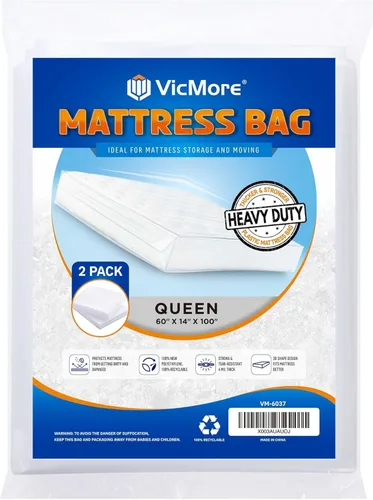 Miniatura 12 de VICMORE Paquete de 2 bolsas de colchón de tamaño matrimonial para mudanza, almacenamiento y eliminación, bolsas de plástico transparente de 0.06