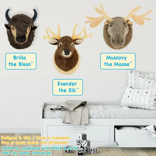 Miniatura 5 de TigerHart Brillo The Bison - Busto grande de peluche de 15 pulgadas con cabeza de búfalo