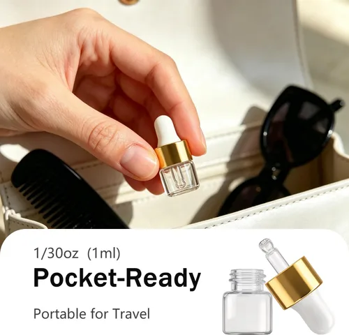 Miniatura 4 de Elfenstall- Mini Empty 15pcs 1ml (1/4 Dram) Clear Glass Bottle with Glass Eye Dropper Vial Small for Essential Oil Sample