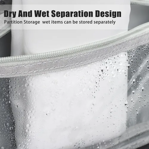 Miniatura 5 de Etercycle Neceser de viaje compacto para mujeres y hombres, organizador de ducha colgante impermeable con gancho, bolsa de lavado plegable portátil