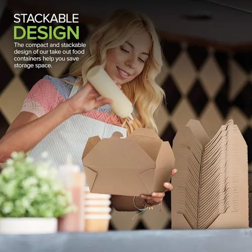 Miniatura 5 de Cajas para llevar para microondas de 112 onzas (paquete de 30) contenedores desechables para alimentos – Fiambrera de cartón reciclable