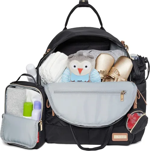 Miniatura 4 de Skip Hop Mochila para pañales: Suite Juego de mochila para pañales 6 en 1, bolsa de viaje multifunción para bebé con cambiador, correas para Negro