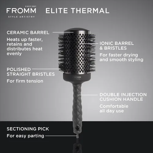 Miniatura 2 de Fromm Elite Thermal Ceramic x Ionic - Cepillo redondo de 2.5 pulgadas para golpes expertos y secado más rápido del cabello, cepillo de pelo