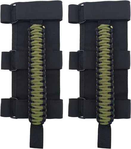 Miniatura 7 de Asas de agarre para Jeep (verde militar), asas de agarre para Jeep Wrangler TJ YJ JK JL Gladiator JT 1987-2023, 2 x asas de agarre para barra