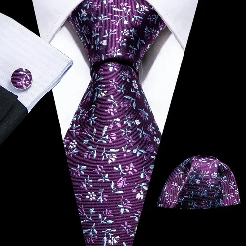 Miniatura 76 de Barry.Wang Corbatas de seda para hombre, diseño de lunares, gemelos cuadrados de bolsillo, gemelos para negocios, boda
