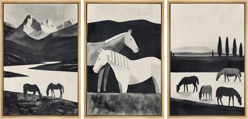 Miniatura 65 de SIGNWIN Lienzo enmarcado para pared, juego de arte de collage de hojas transparentes en blanco y negro, ilustraciones de naturaleza silvestre, arte