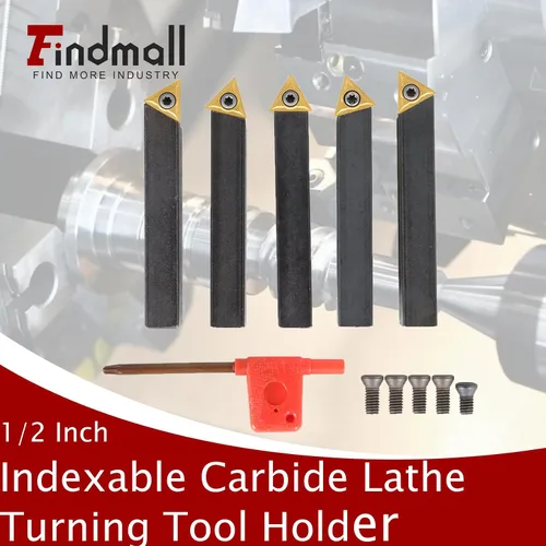Miniatura 2 de findmall 5 unids 1/2 pulgada torno de carburo indexable Torno de torneado de herramientas de torno de metal herramientas inserta bits con insertos