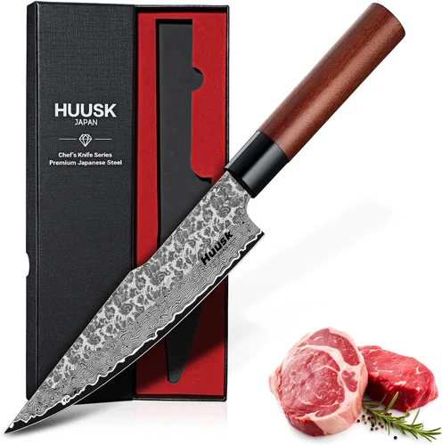 Miniatura 9 de Huusk Juego de Cuchillos de Cocina Japonés - 3 piezas Cuchillo de Damasco VG10 forjado a mano, Cuchillo para deshuesar para cortar carne, Cuchillos