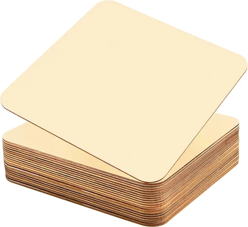 Miniatura 11 de Coopay 40 piezas de cuadrados de madera sin terminar de 6 pulgadas, rebanadas de madera natural, recortes cuadrados de madera para pintura
