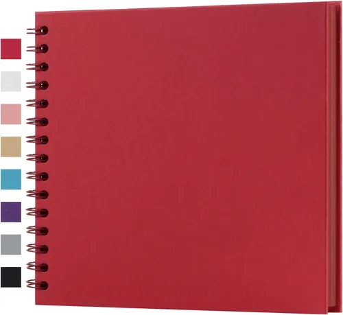 Miniatura 34 de potricher Álbum de scrapbook DIY de 10 x 10 pulgadas, 80 páginas de papel kraft grueso negro en blanco, libro de recuerdos para bodas y aniversarios