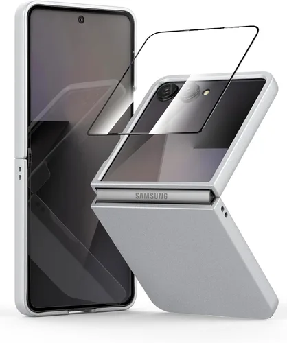 Miniatura 12 de Funda delgada para Galaxy Z Flip 5, parte trasera de policarbonato duro, sensación esmerilada, soporte de carga inalámbrica, ligera, a prueba