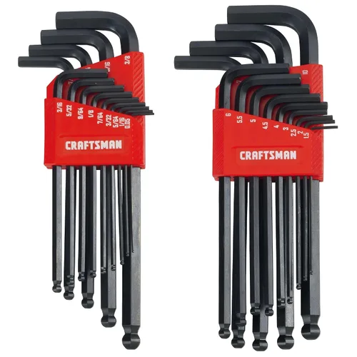 CRAFTSMAN Juego de llaves hexagonales de extremo de bola, SAE/MM, 26 piezas (CMHT26009)