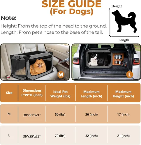 Miniatura 8 de Nottia Jaula para perros, plegable y suave para perros grandes (3 años de garantía), para interiores y exteriores, portátil, con ventana de malla a