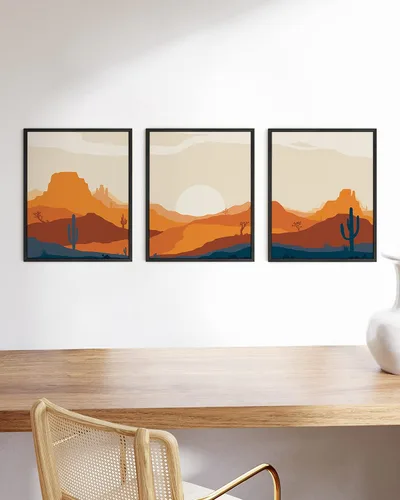 Miniatura 306 de HAUS AND HUES Marco de arte occidental, juego de 3 impresiones artísticas del suroeste del desierto de Arizona, decoración bohemia moderna, arte