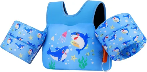 Miniatura 9 de MoKo Chaleco de natación para niños pequeños de 13-30/20-50/22-66 libras, flotadores de brazo de natación de dibujos animados, alas de agua