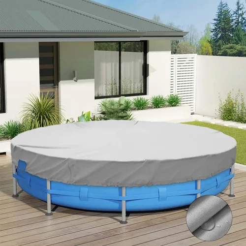 Miniatura 19 de ECOOPTS Cubierta redonda impermeable de poliéster para piscinas sobre el suelo, protector de cubierta de piscina de invierno (6 pies, turquesa)