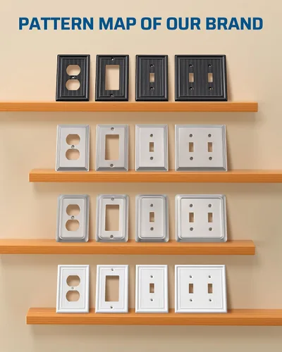 Miniatura 7 de DEWENWILS Paquete de 4 tapas blancas para enchufes y placas de interruptores, placas decorativas de pared de metal para interruptores de luz y tomas