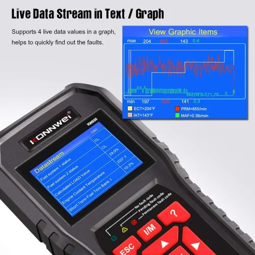Miniatura 5 de Escáner KW850 OBD2 + paquete de calibre KW208 OBD2