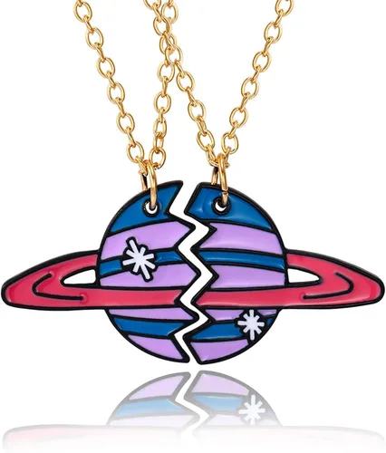 LEBOCADO 2 Pieces Half Heart BFF Necklace, Friendship Necklaces Best Friends Forever Rainbow Colored Mermaid Tail Pendant Friendship Gifts for Girls