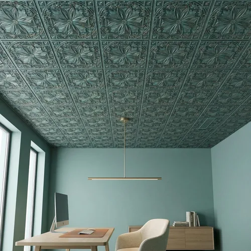 Miniatura 12 de from Plain to Beautiful in Hours DCT10at-24x24 Milan - Azulejo de techo de PVC de 2' x 2' para pegar o colocar (Caja / 4 pies cuadrados), Taupe