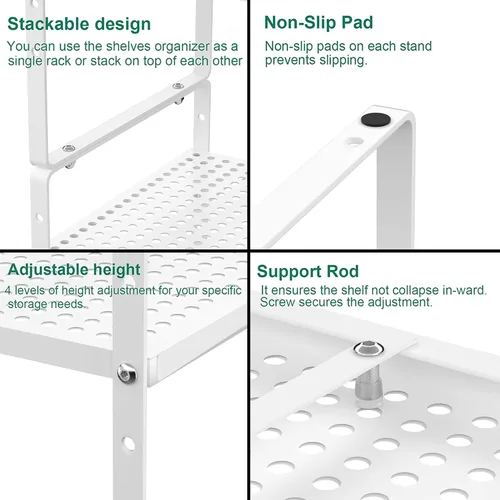 Miniatura 6 de Redrubbit Estante de almacenamiento ampliable para gabinete, altura ajustable, de metal, organizador de cocina, estantes para especias para cocina