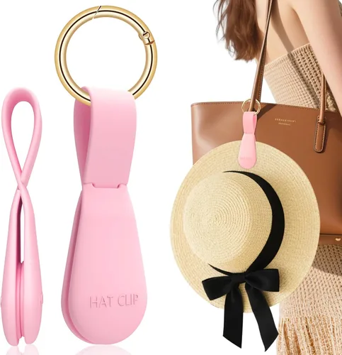 Miniatura 8 de Clip magnético para sombrero para viajes, 2 soportes de silicona color caqui claro para bolsos, bolsos, equipaje y sombreros de playa, clip