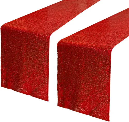 Miniatura 31 de JYFLZQ Camino de mesa de lentejuelas negras de 12 x 72 pulgadas, manteles de mesa de tela con lentejuelas negras brillantes - Caminos brillantes