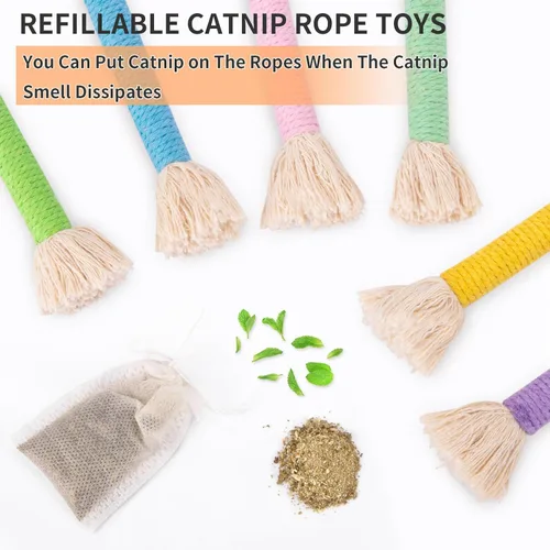 Miniatura 7 de Retro Shaw 6 piezas de juguetes para gatitos, cuerda para masticar, juguetes seguros para gatos de interior, juguete interactivo recargable