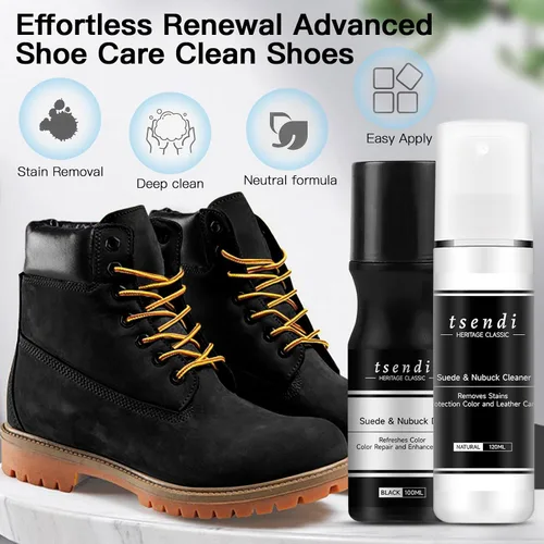 Miniatura 4 de Nubuck Suede Dye Black – 2 in1 Cleaner Color Restorer with 3 Brushes, Applicator Renew Faded Shoes For Suede Care Kit