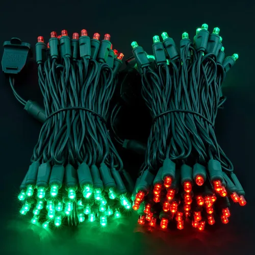 Miniatura 2 de Luces de Navidad de gran angular de una pieza rojas y verdes, 140 unidades, 48 pies, 2 juegos de 70 LED de 24 pies de alto, impermeables, 0.197 in