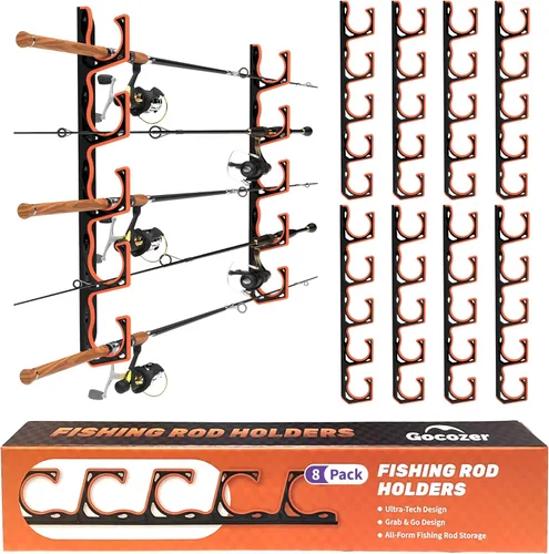 Miniatura 10 de Gocozer Soporte para Caña de Pescar para Garaje, Soportes H5 para Pared o Techo con Caña de Pescar con Almohadilla Protectora Suave, Organizador