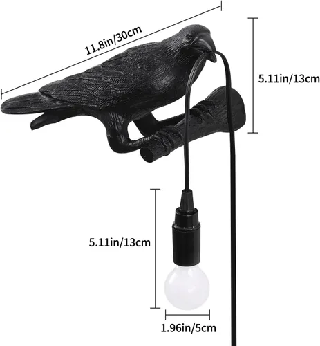 Miniatura 3 de Lámpara de mesa EPPARA Cuervo, lámpara gótica de cuervo, luz de mesa ajustable para pájaros, lámpara de aplique para pared para dormitorio sala