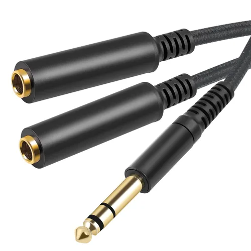 Miniatura 8 de TRS a Dual TS Breakout Cable - Adaptador estéreo hembra de 1/4 pulgadas a doble macho TS de 0.250 in y hembra de 0.250 in a divisor mono Y de 2 x