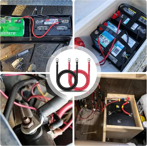 Miniatura 6 de iGreely - Cables de batería de calibre 4 para inversor de corriente con lengüetas de 5/16 pulgadas para panel solar, motocicleta, caravana y marina