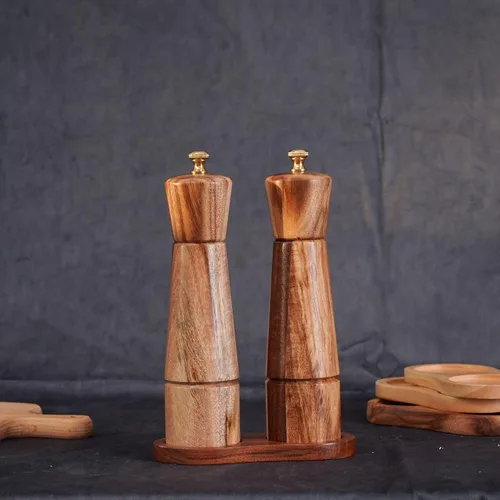 Miniatura 10 de Juego de molinillo de sal y pimienta con bandeja, molinillo de cerámica ajustable, molinillo de sal, molinillo de pimienta de acero inoxidable