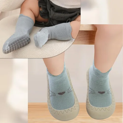 Miniatura 6 de 2 pares de zapatos antideslizantes estilo caroon para bebés, zapatos para niños y niñas, zapatos para caminar, zapatos de goma suave con pantuflas