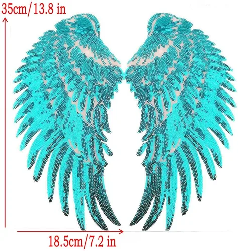 Miniatura 4 de 1 par de parches de lentejuelas de alas de ángel doradas y plateadas para ropa, parches bordados para planchar, apliques de accesorios de Navidad
