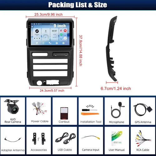 Miniatura 9 de [Android 15 4+128G] Estéreo de coche para Ford F150 2009 2010 2011 2012 con Carplay inalámbrico Android Auto, 9 pulgadas Incell pantalla táctil