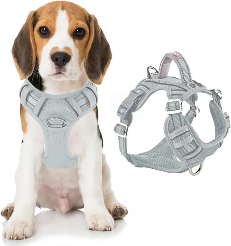 Miniatura 28 de BARKBAY Arnés para perro sin tirones con bolsillo para etiqueta de identificación, resistente, reflectante, fácil control para perros grandes